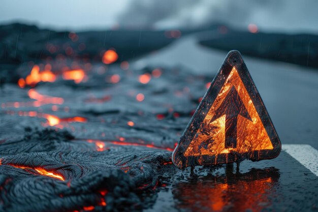 Photo street sign on a wet road