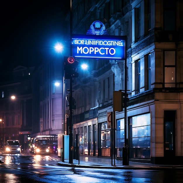 Foto un cartello stradale su una strada bagnata