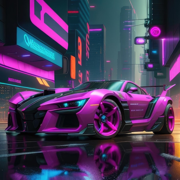 Street Sport car night Generative ai