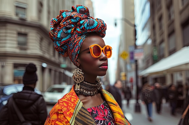 Street style image showcasing the fusion of cultural influences in fashion Urban fashion snapshot highlighting the fusion of cultural influences