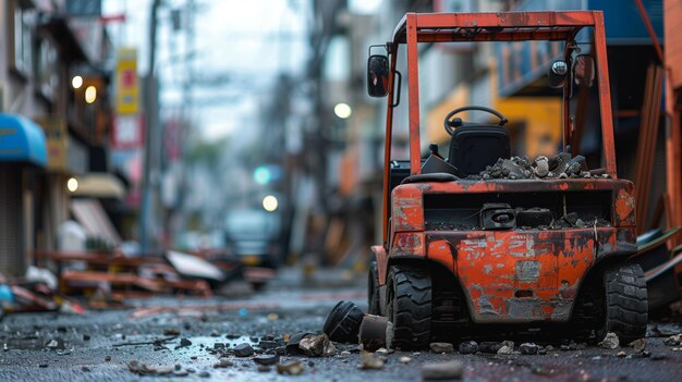 Photo street sweeper resting by road