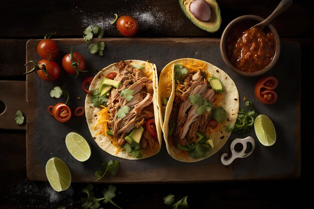 Premium Photo | Street tacos with meat and vegetablesstreet food