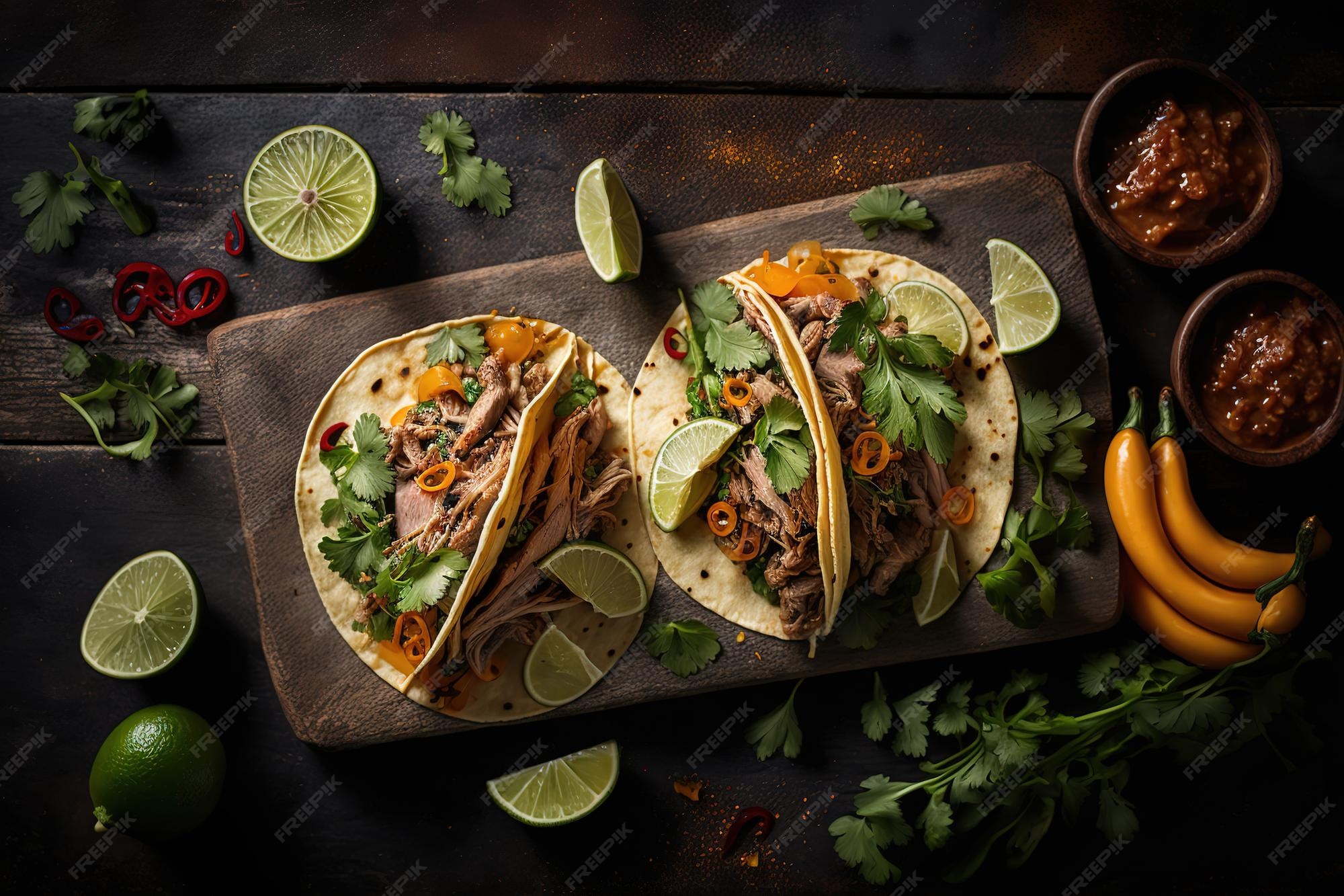 Premium Photo | Street tacos with meat and vegetablesstreet food