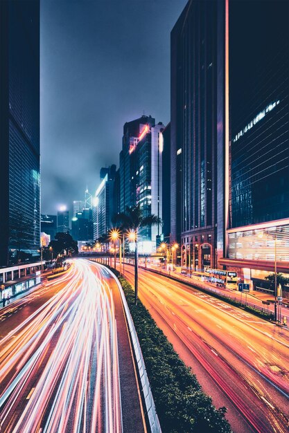 Street traffic in hong kong at night