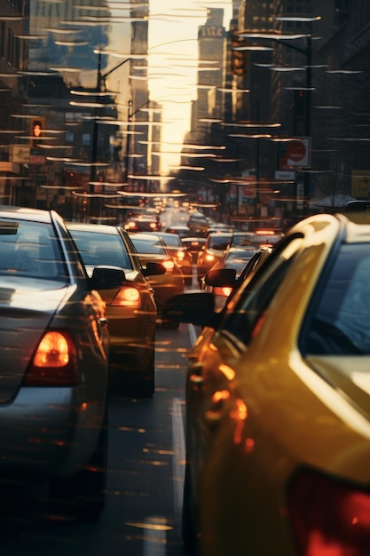 Foto il traffico stradale visto da un'auto in movimento generata dall'ai