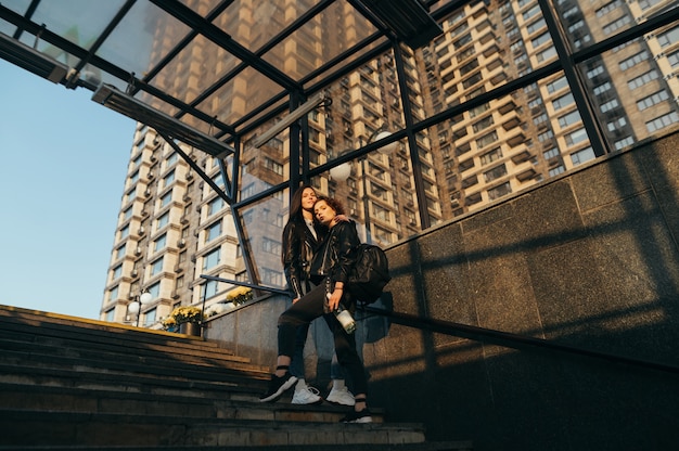 Street Underground Photo of Two Girlfriends