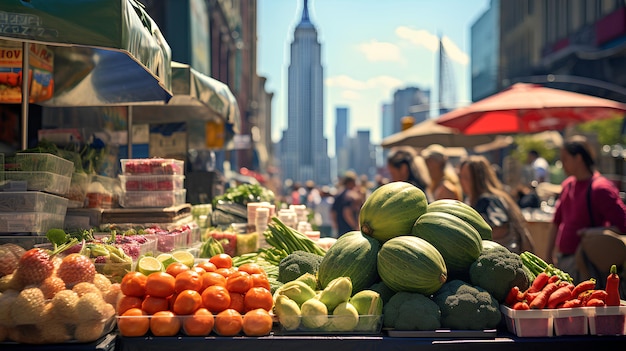 Photo street vendor market vibrant scene