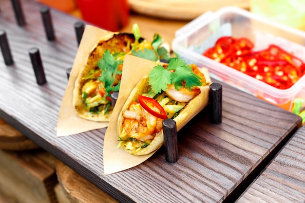 Street vendor selling taco outdoors