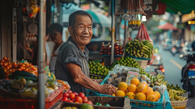 Photo street vendor39s fresh produce