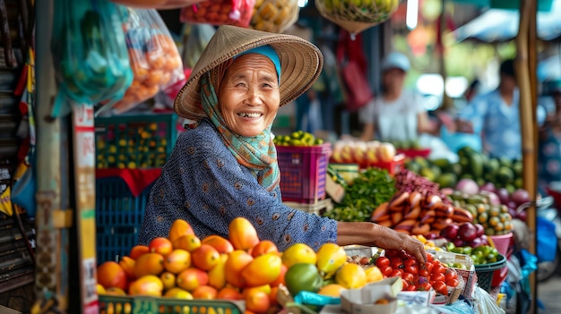 Photo street vendor39s fresh produce