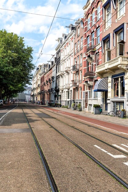 Street view of Amsterdam in the evening. Netherlands September 2017.