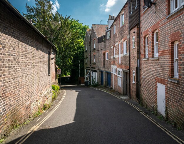 Street view of Hermitage Lane in the town of East Grinstead, West Sussex, UK