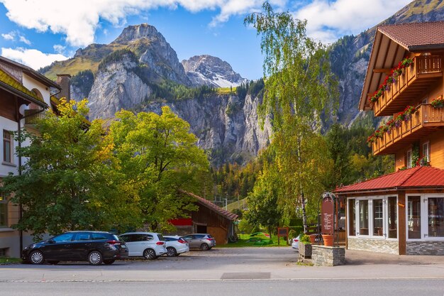 Photo street view in kandersteg mountains switzerland