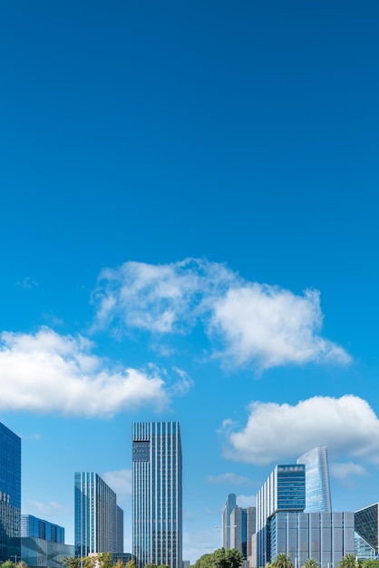 Street view of modern buildings in Ningbo China