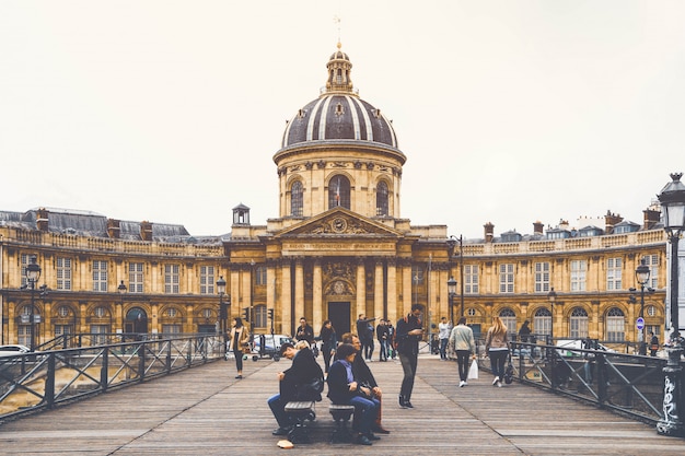 Street view of Paris city in vintage style