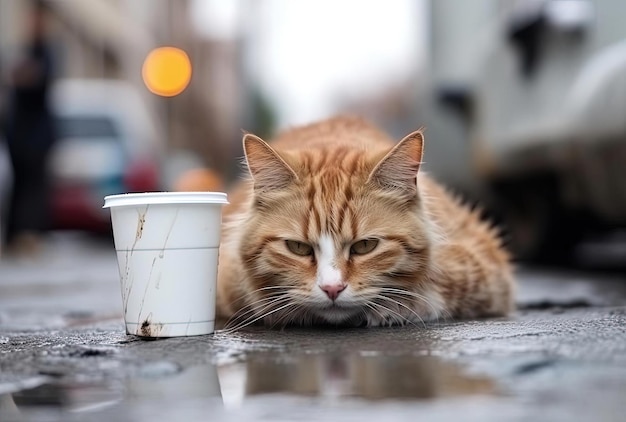Street wild ginger cat