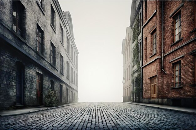 Street with brick wall background