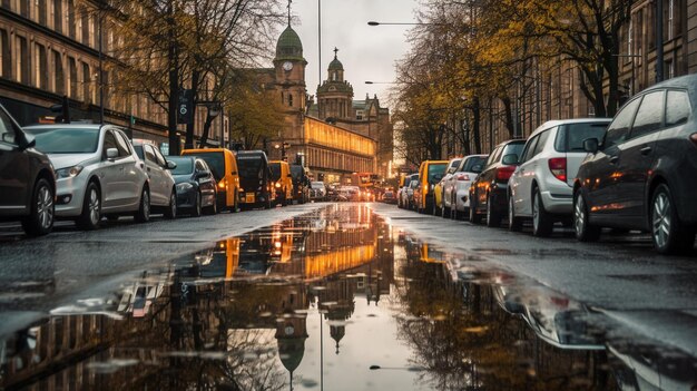 a street with cars parked on the side of it