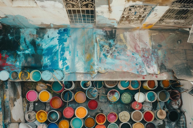 a street with pots of morocco dyes