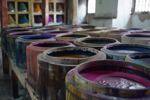 a street with pots of morocco dyes