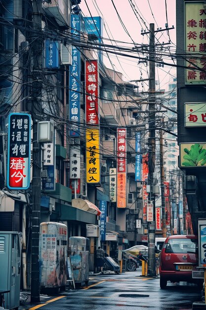 a street with a sign that says'chinese'on it