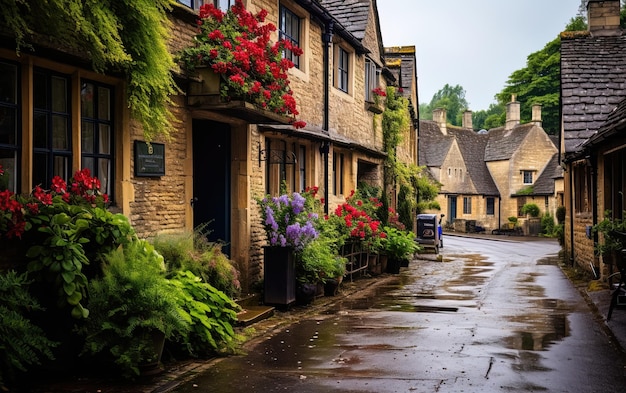 Photo a street with a sign that saysthe name of the town