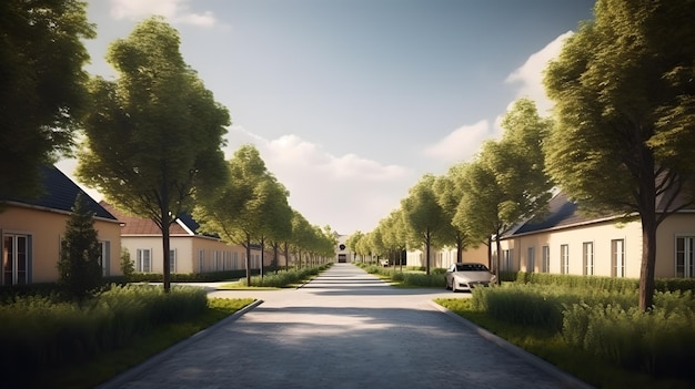 A street with trees in the distance