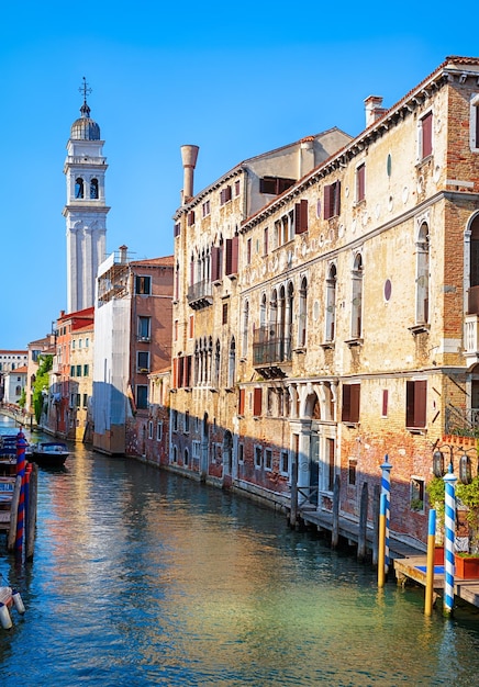 Street with vintage houses Venice Italy