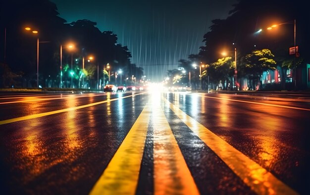 A street with a yellow line that says'road to the right '