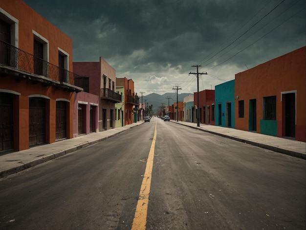 Photo a street with a yellow line that says quot the word quot on it