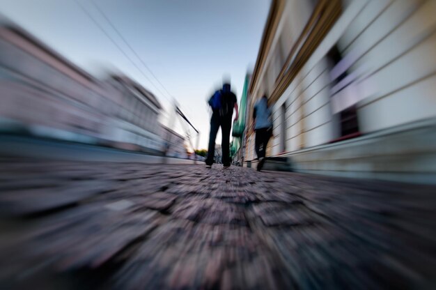 Street zoom in low perspective