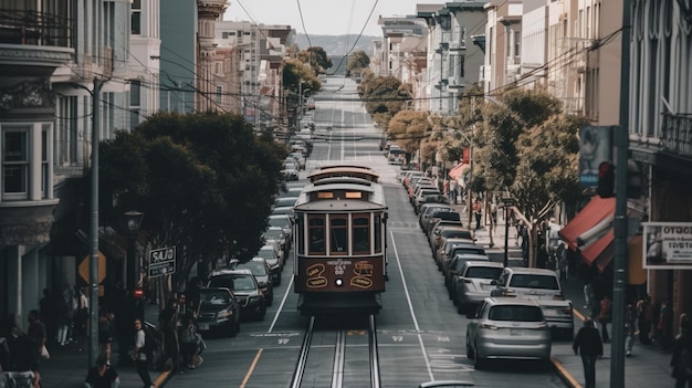 A streetcar on a street in san francisco