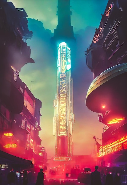 Streets of cyberpunk city ornate submarine style architecture\
colorful city lights neon signs futuristic steampunk shops\
restaurants and churches factory bridge futuristic\
transportation