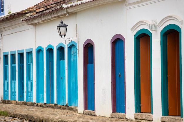 역사적인 마을 Paraty 브라질의 거리