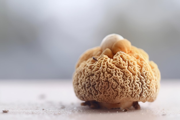 Strenge en ongewone bospaddenstoel close-up op lichte achtergrond