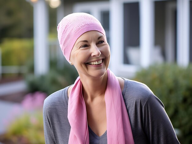 Photo strength in battle a woman's journey through oncology care on world cancer day ai generated