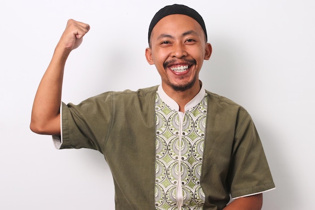 Strength and Determination Indonesian Man Raised Fist