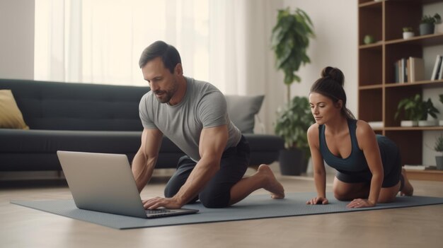 Укрепление ядра и поддержание формы домашняя тренировка спортивной пары с помощью онлайн-видео