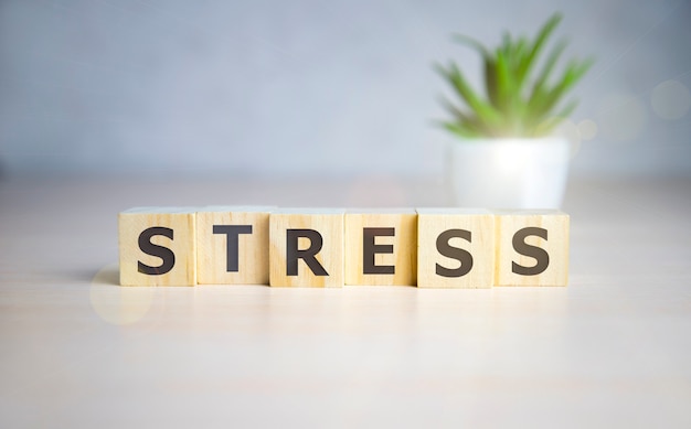 Stress word from wooden blocks