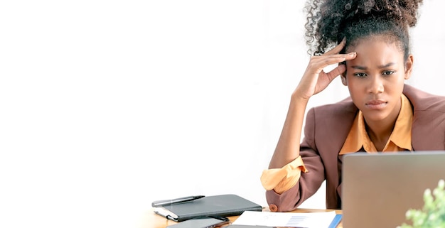 Stressed african businesswoman Feeling tired and stressed