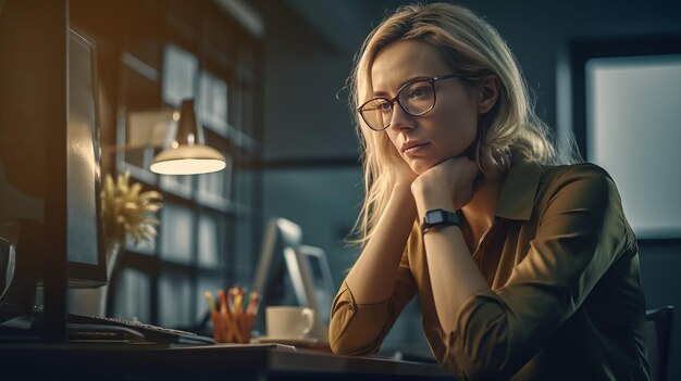 Stressed businesswoman in the office office room