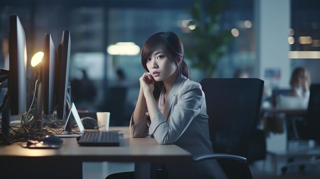 Stressed businesswoman in the office office room