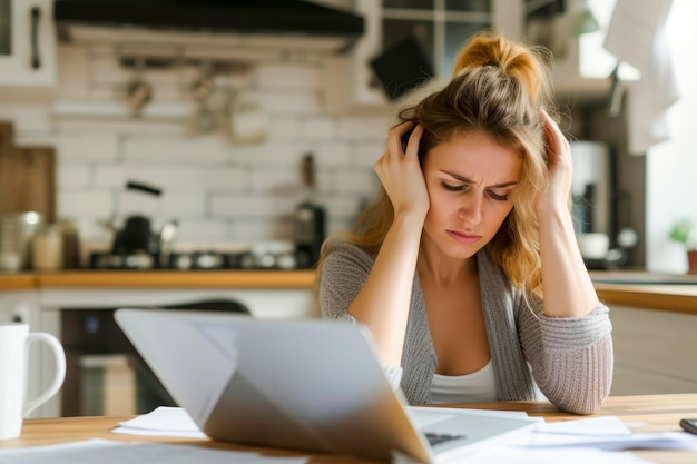 Stressed depressed desperate caucasian woman in debt