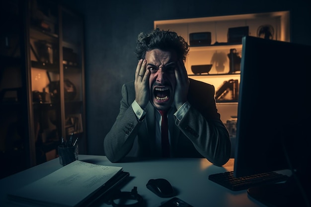 Stressed Office Worker Overworked and Burnt Out The Toll of Workplace Stress generative AI