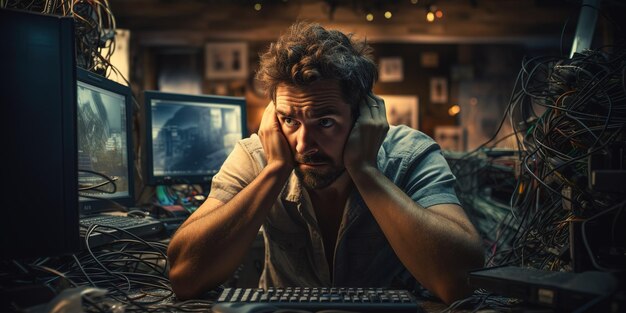 Premium AI Image | Stressed software developer having the problems