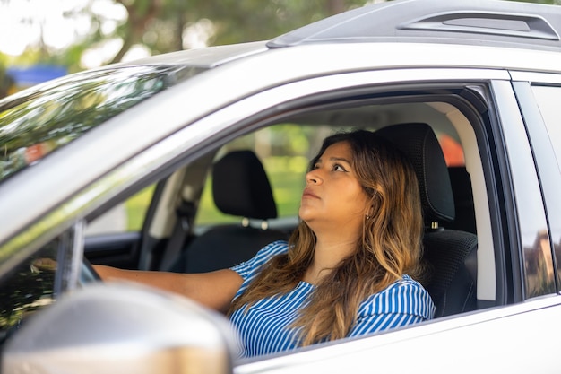 Stressed woman driving