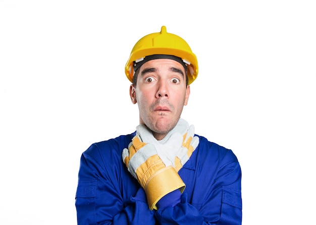 Stressed worker on white background