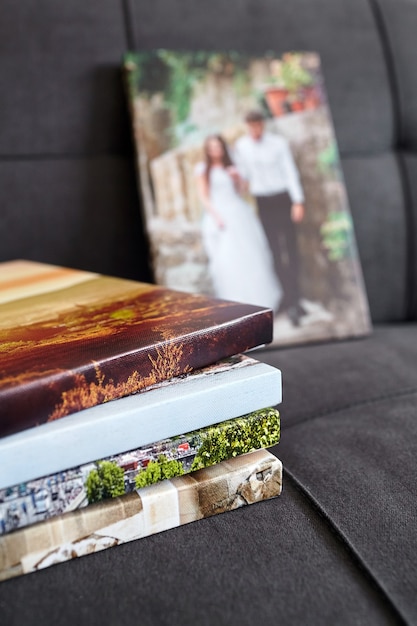 Stretched photo canvas prints with gallery wrap on frame