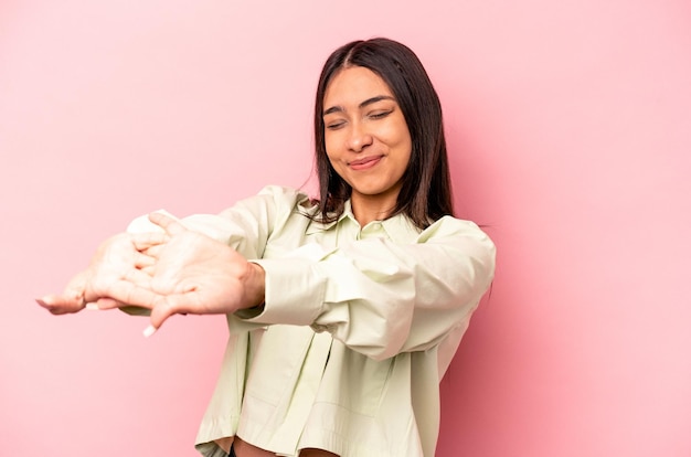 Stretching arms relaxed position