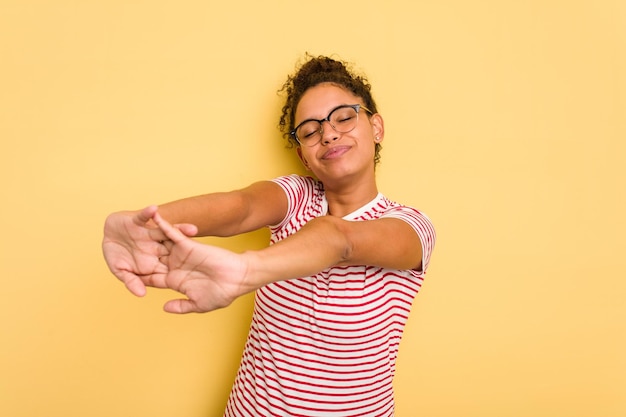 Stretching arms relaxed position